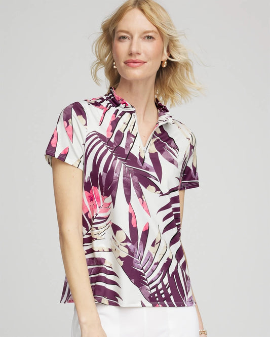 Chico's Collections Zenergy® UPF Ruffle-Neck Polo