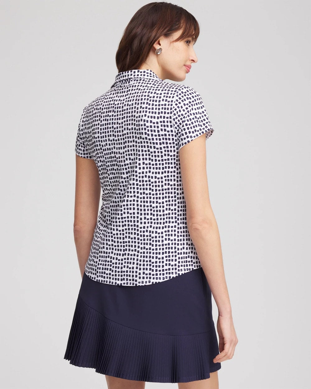 Chico's Collections Zenergy® UPF Dots Mockneck Short-Sleeve Top