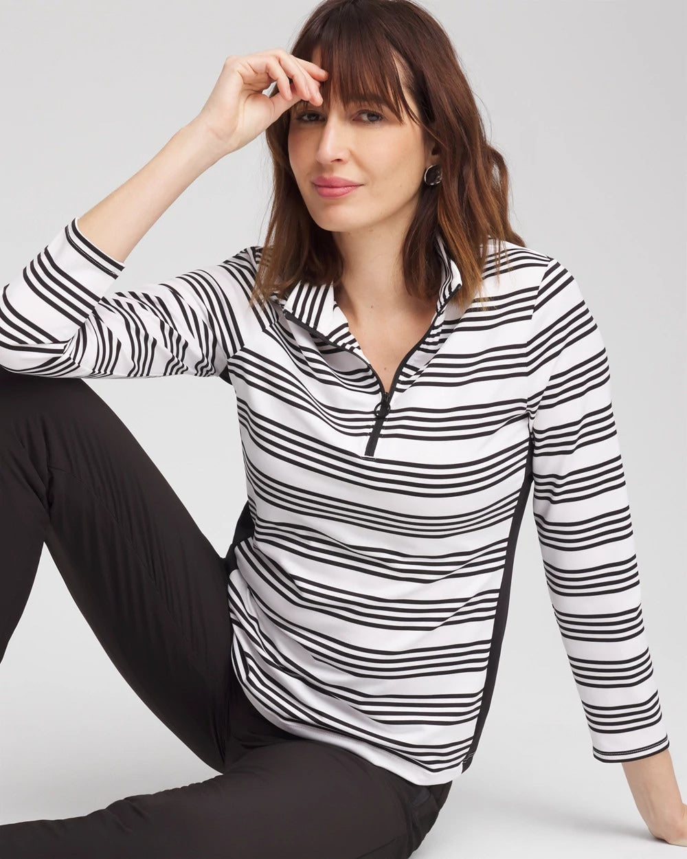 Chico's Collections Zenergy® UPF Stripe Long Sleeve Top