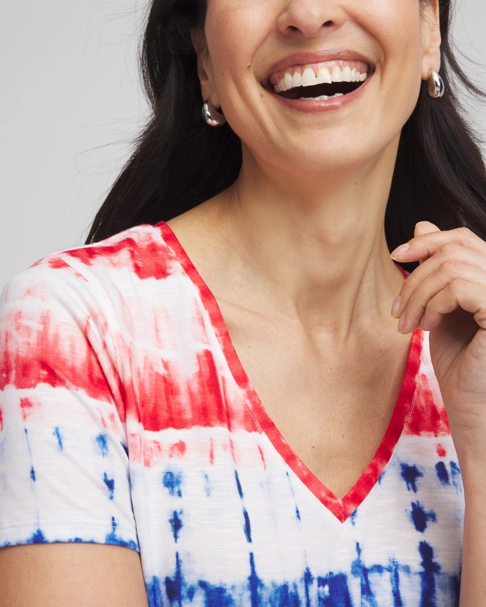 Chico's Collections Zenergy® Americana Tie-dye V-Neck Tee
