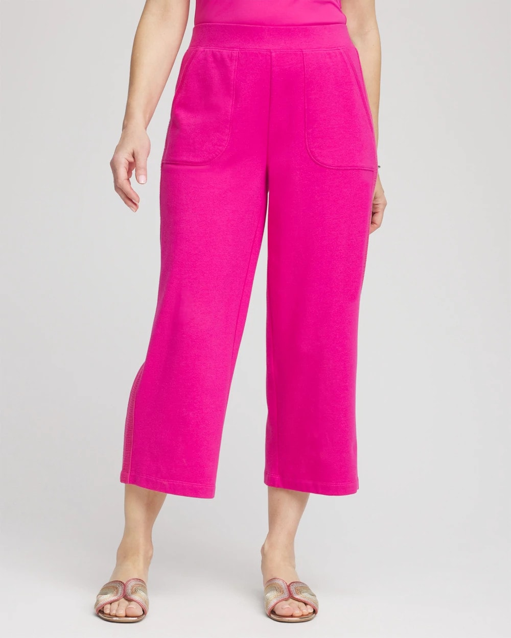 Chico's Collections Zenergy® French Terry Gauze-Inset Cropped Pants