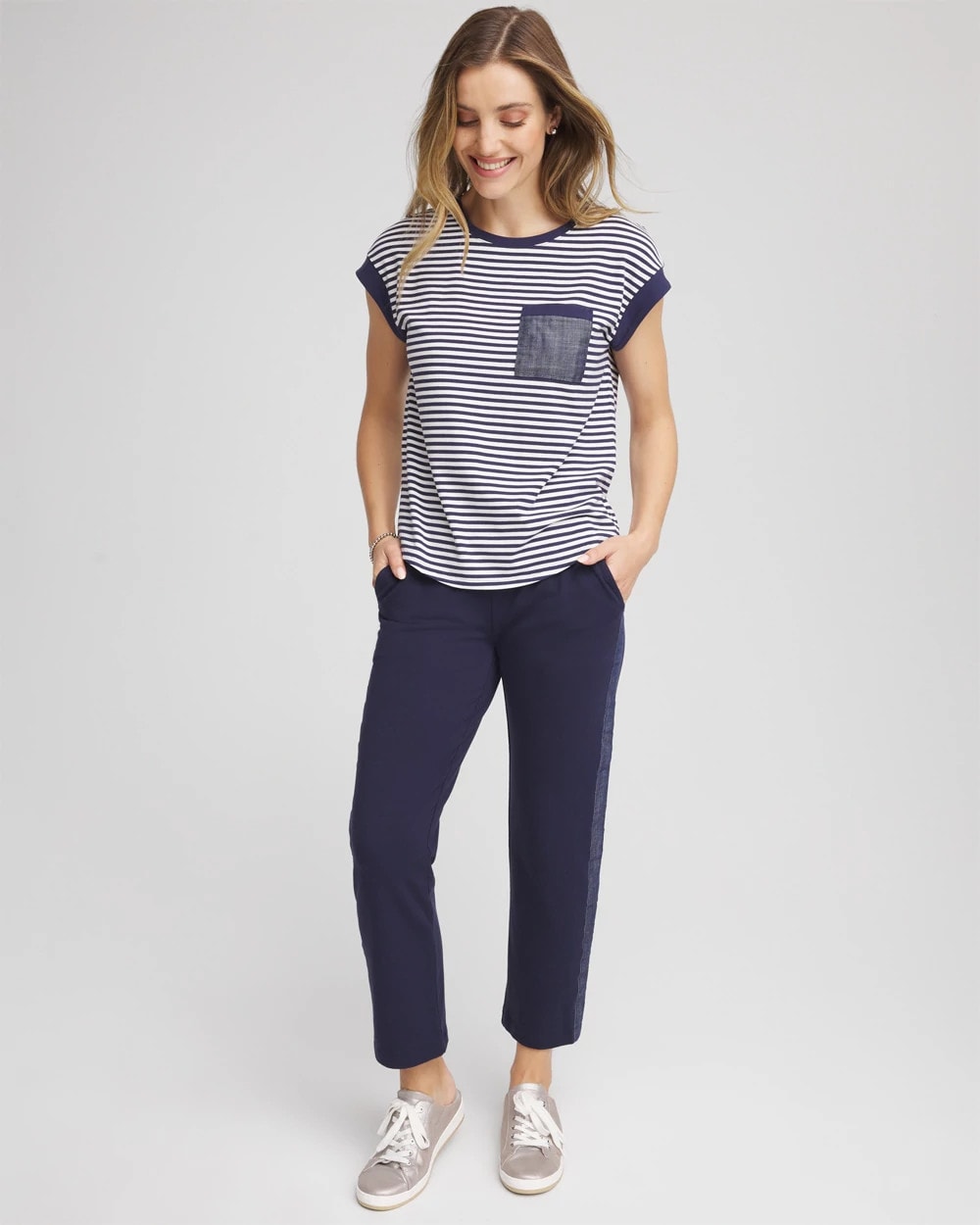 Chico's Collections Zenergy® UPF Striped Tee
