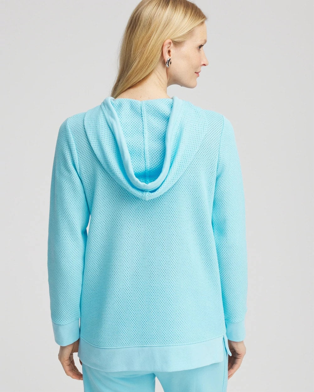 Chico's Collections Zenergy® Crochet Knit Hooded Pullover Top