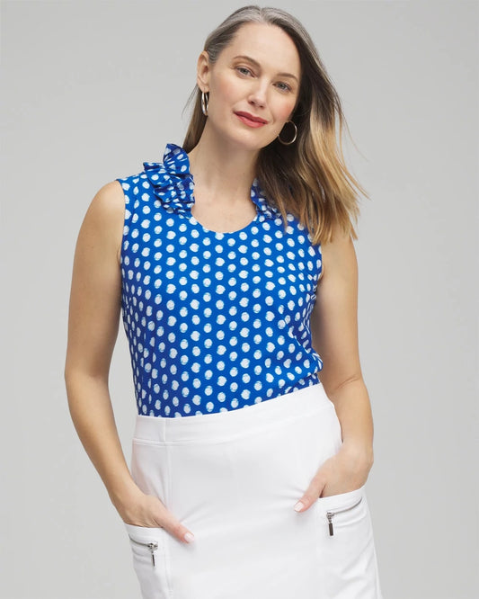 Chico's Collections ® UPF Neema Dot Ruffle Tank
