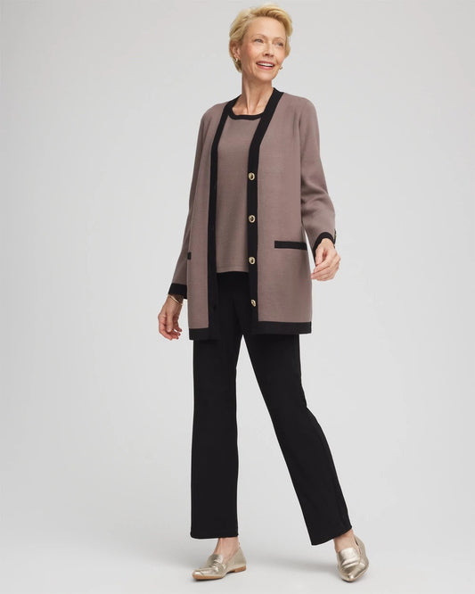 Chico's Collections Travelers™ Tipped Button-Down Cardigan