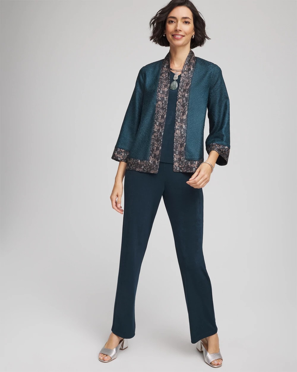 Chico's Collections Travelers™ Collection Crystal Crushed Reversible Jacket