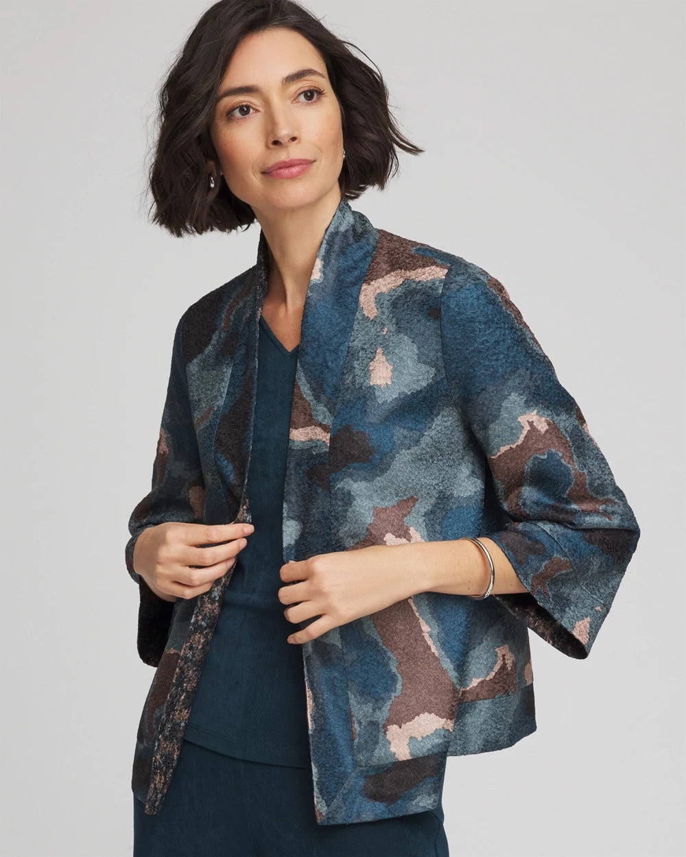 Chico's Collections Travelers™ Collection Crystal Crushed Reversible Jacket