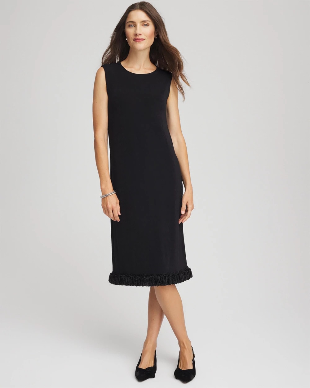 Chico's Collections Travelers™ Fringe Hem Tank Dress