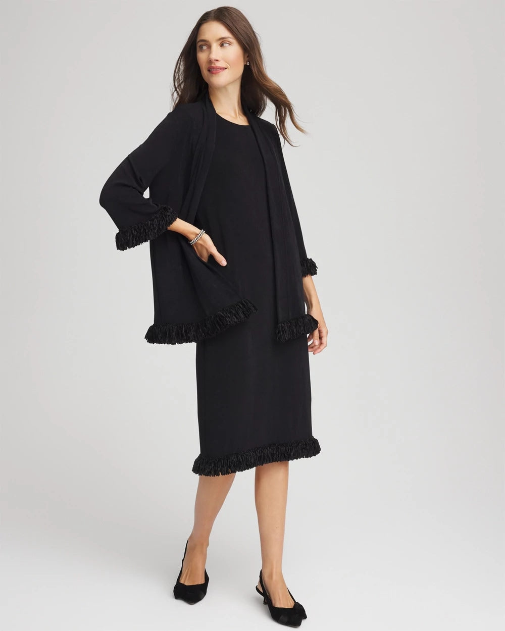 Chico's Collections Travelers™ Fringe Hem Tank Dress