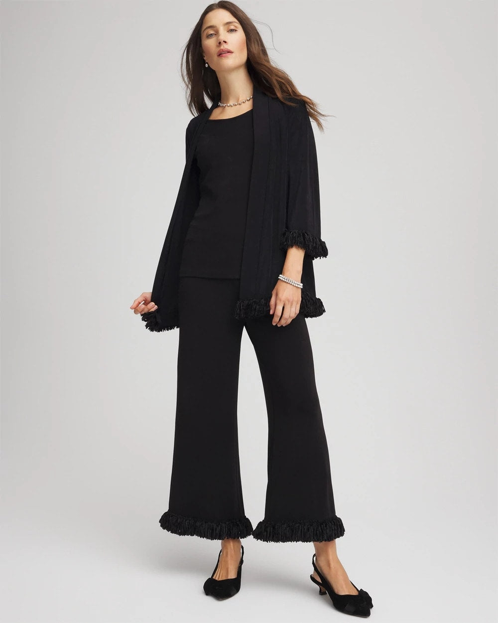 Chico's Collections Travelers™ Collection Fringe Hem Cropped Pants