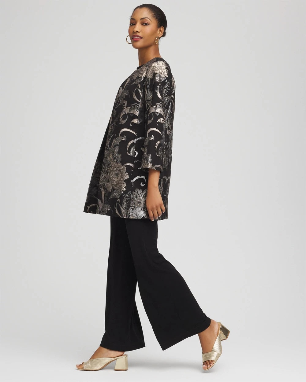 Chico's Collections Travelers™ Collection Jacquard Floral Shine Jacket