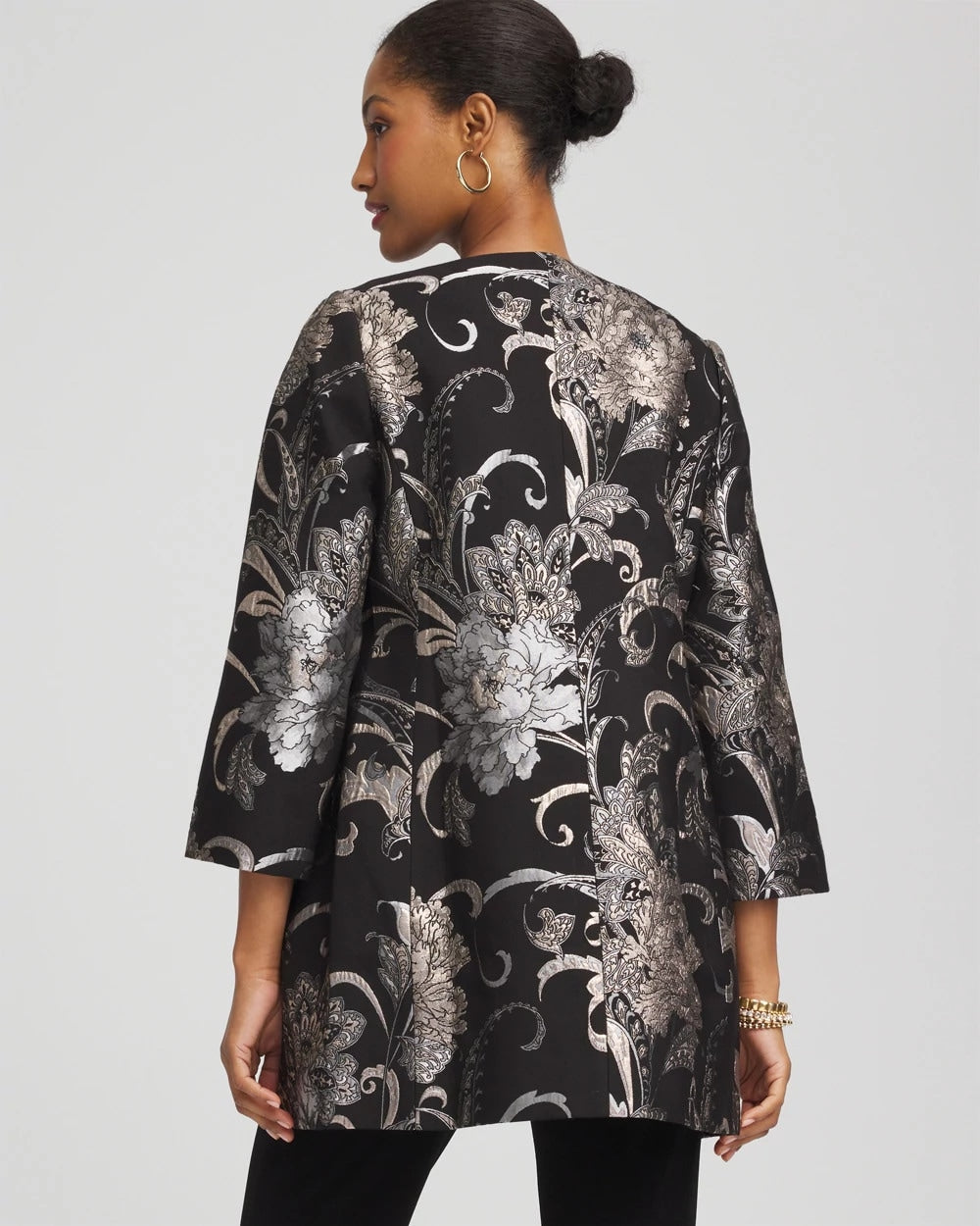 Chico's Collections Travelers™ Collection Jacquard Floral Shine Jacket