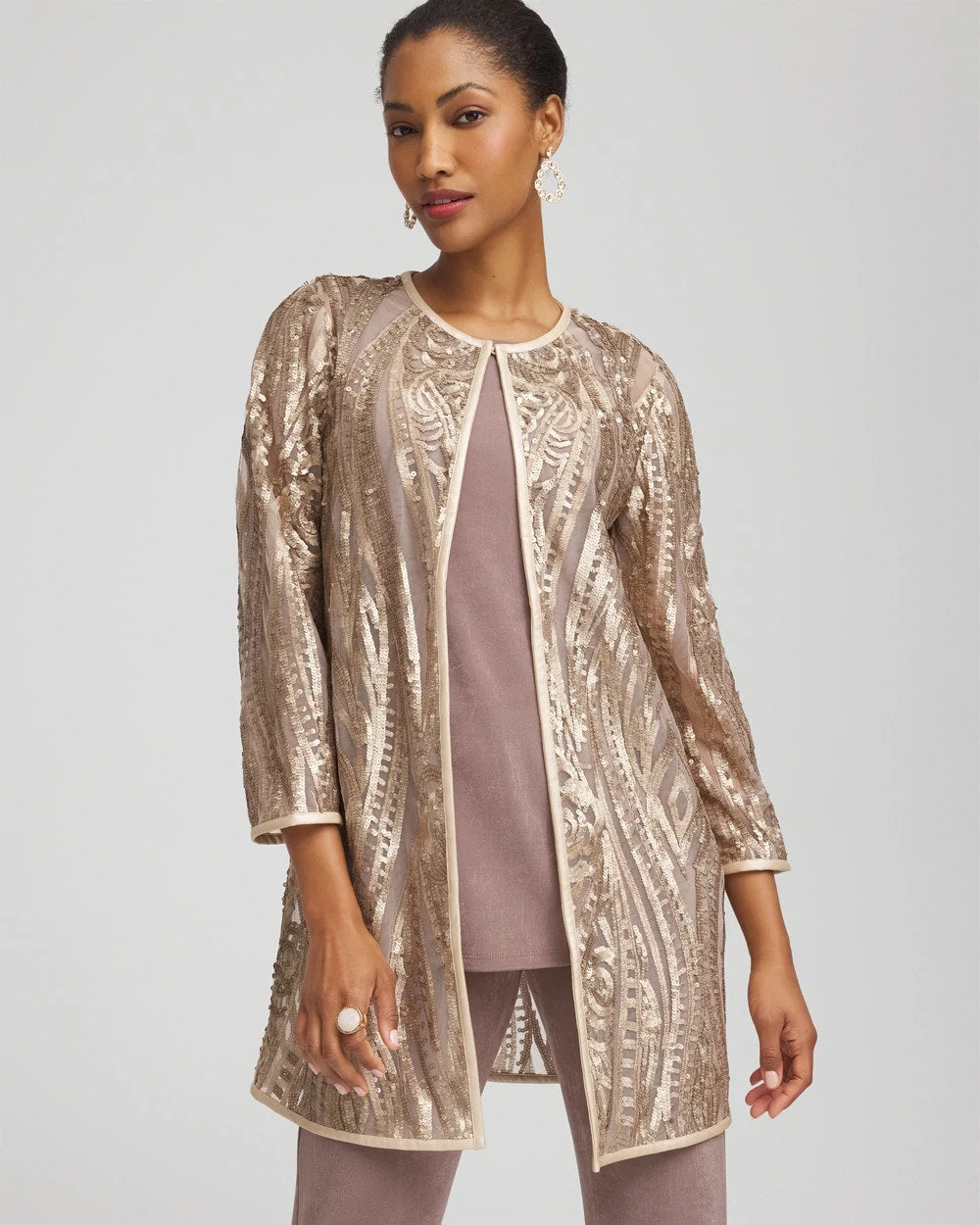 Chico's Collections Travelers™ Collection Champagne Sequins Jacket