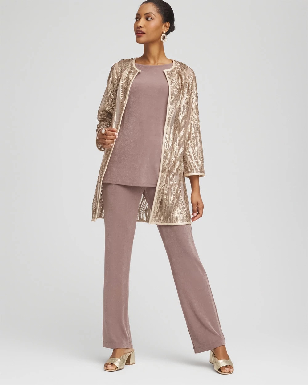 Chico's Collections Travelers™ Collection Champagne Sequins Jacket