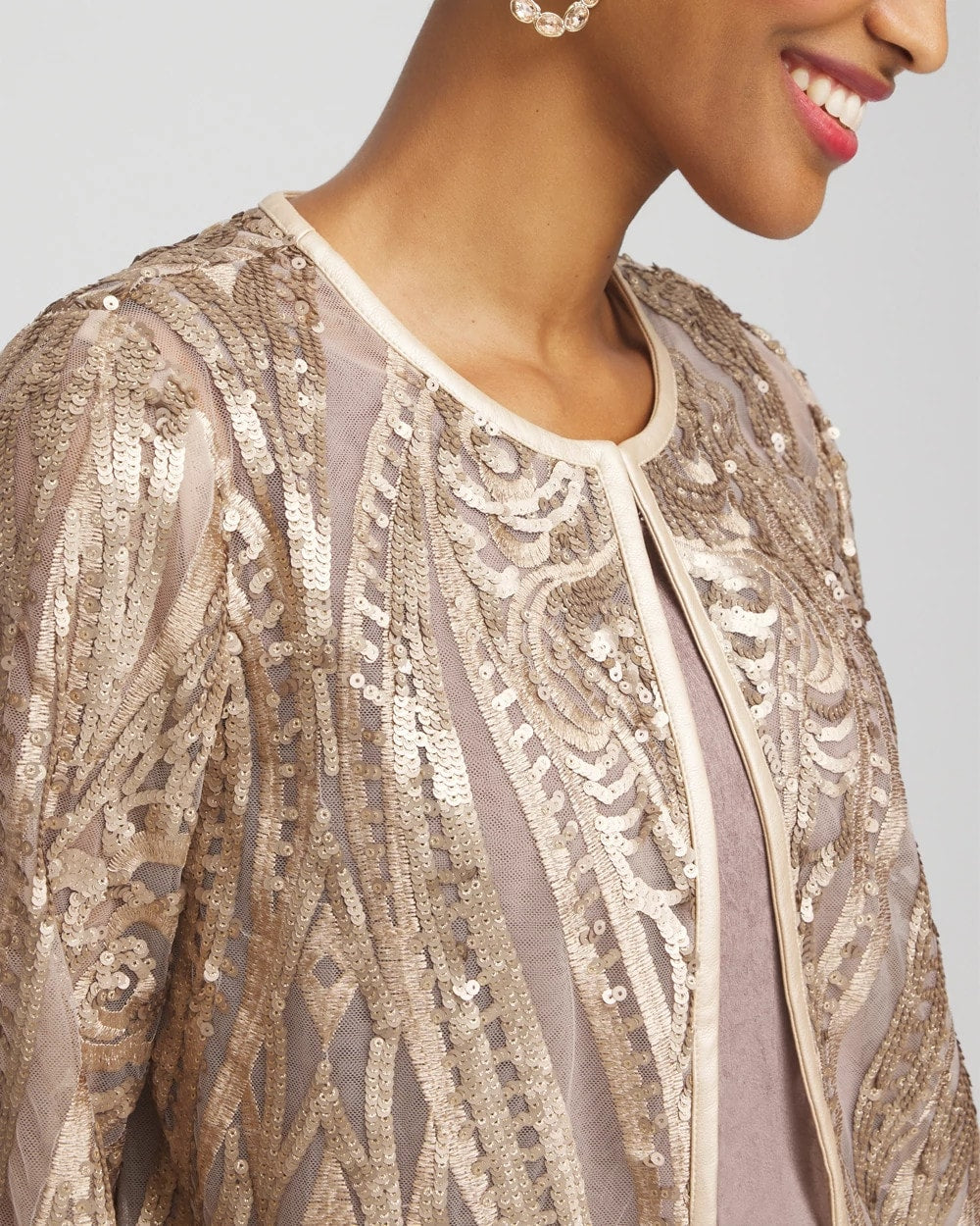 Chico's Collections Travelers™ Collection Champagne Sequins Jacket