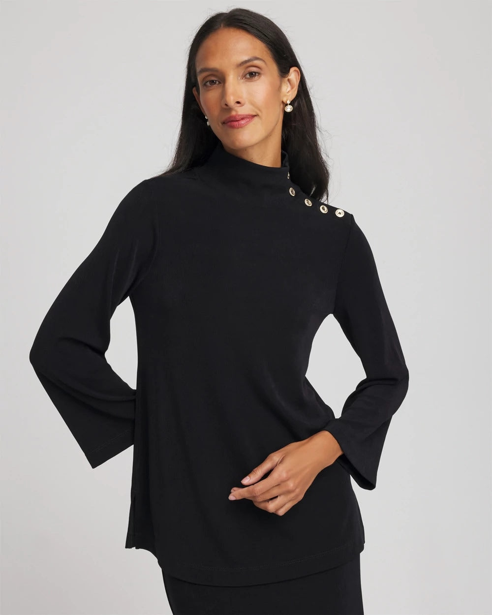 Chico's Collections Travelers™ Button Mockneck Top