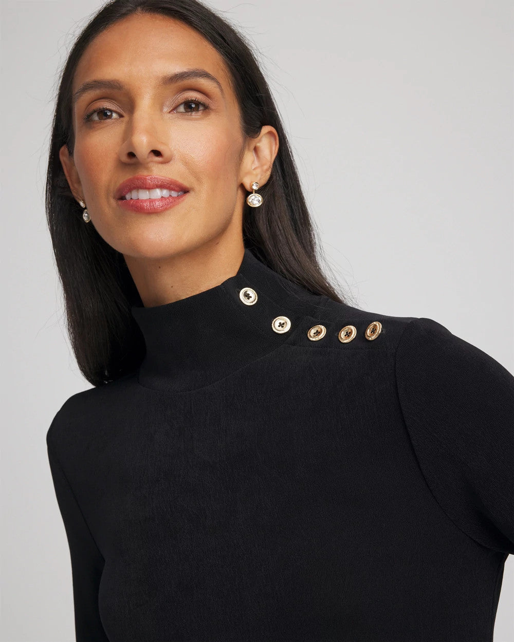 Chico's Collections Travelers™ Button Mockneck Top