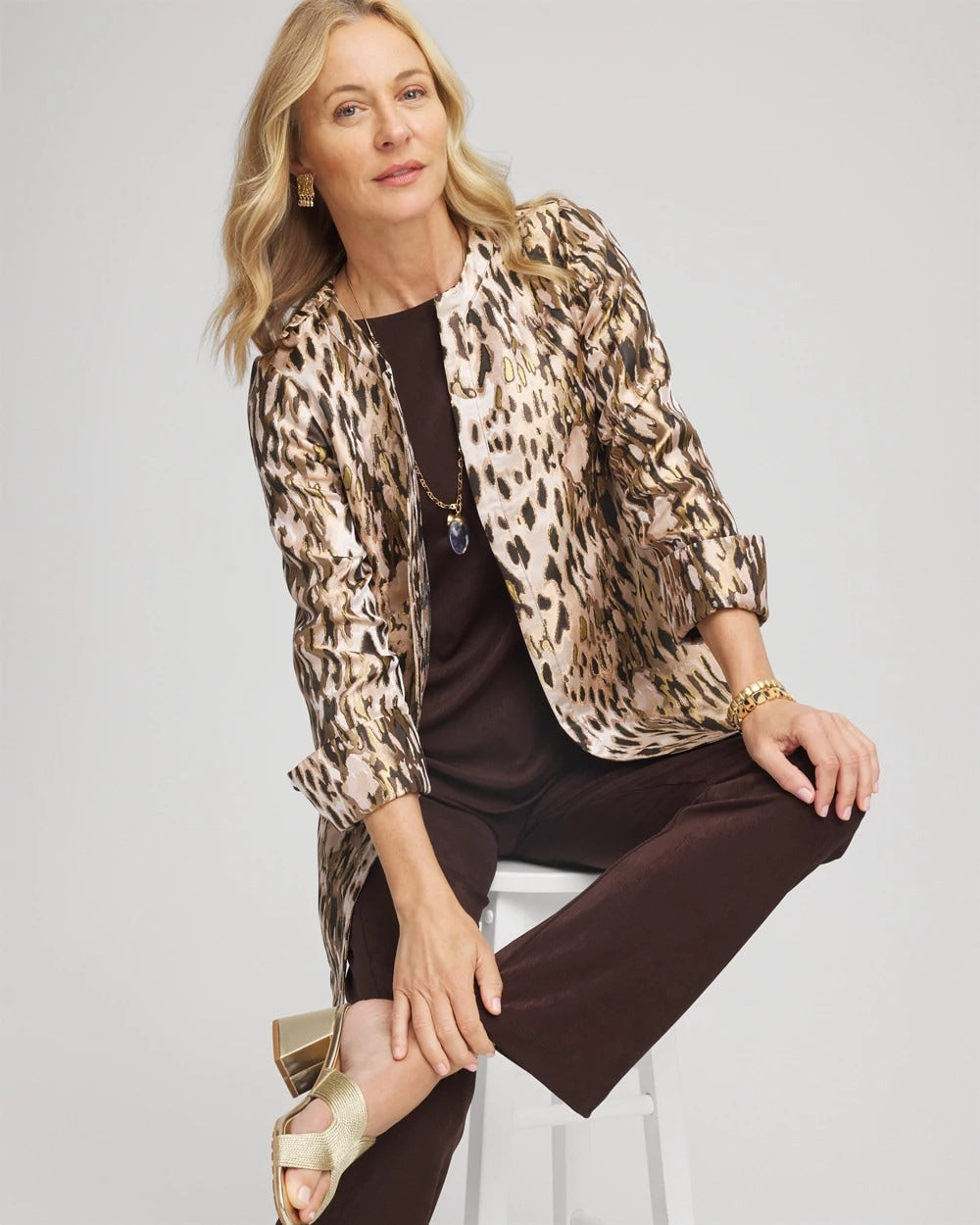 Chico's Collections Travelers™ Collection Animal Jacquard Jacket