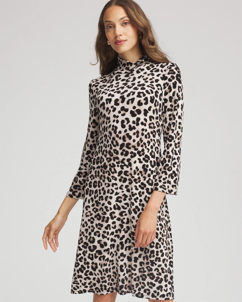 Chico's Collections Travelers™ Animal-Print Mockneck Midi Dress