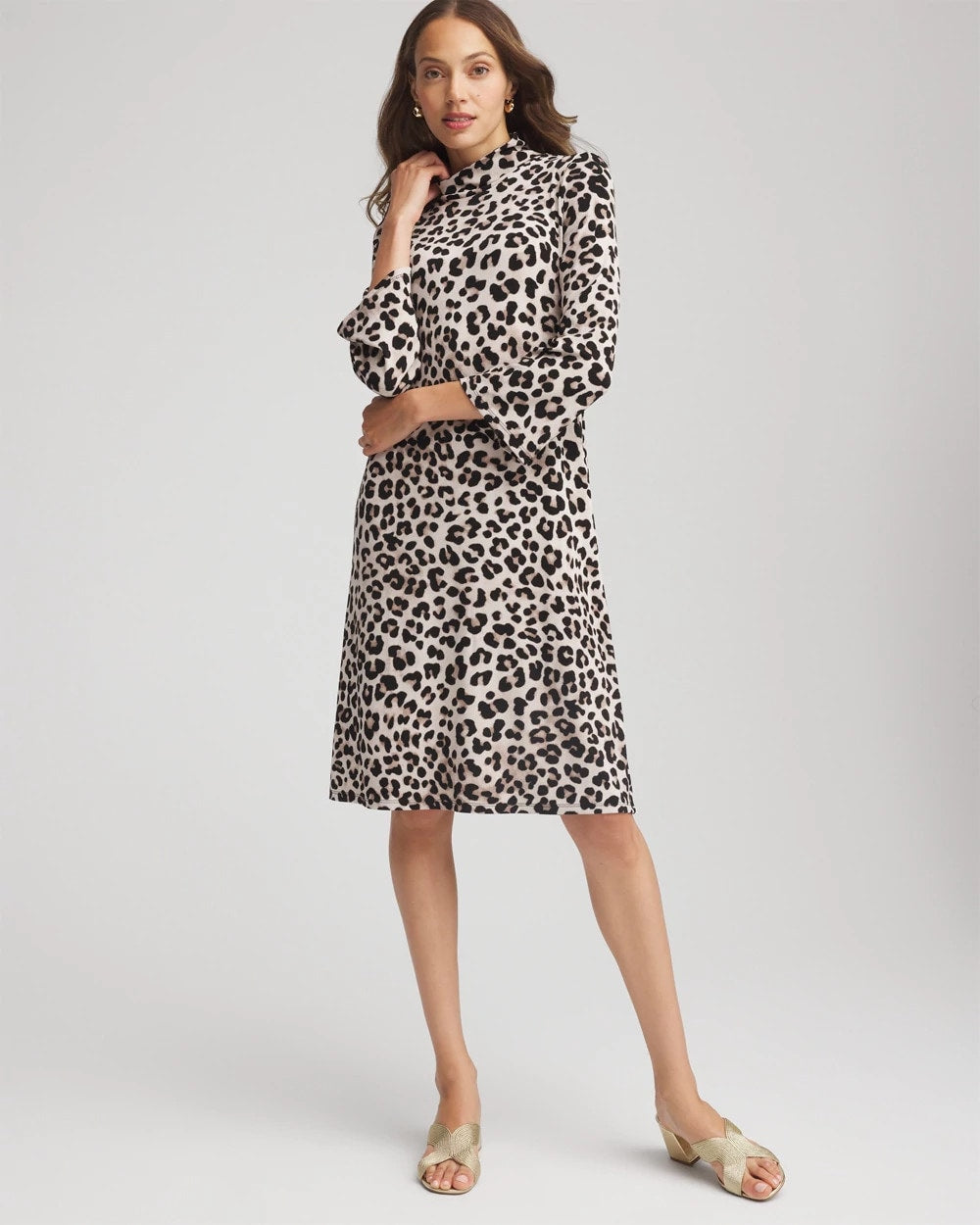 Chico's Collections Travelers™ Animal-Print Mockneck Midi Dress