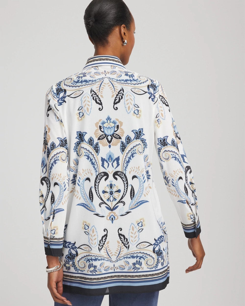 Chico's Collections Travelers™ Collection Paisley Mesh Shirt Jacket
