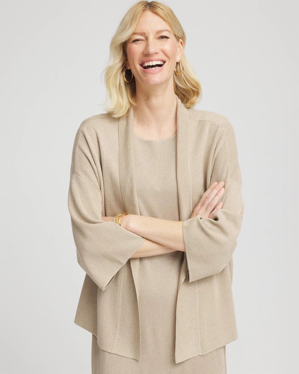 Chico's Collections Travelers™ Collection Metallic Knit Cardigan