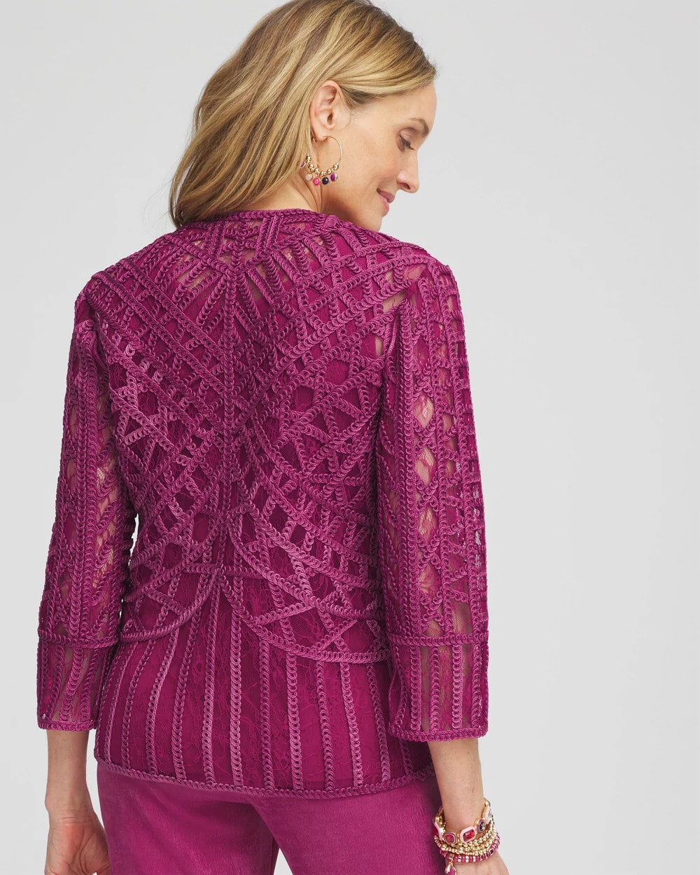 Chico's Collections Travelers™ Collection Embroidered Lace Cutwork Jacket