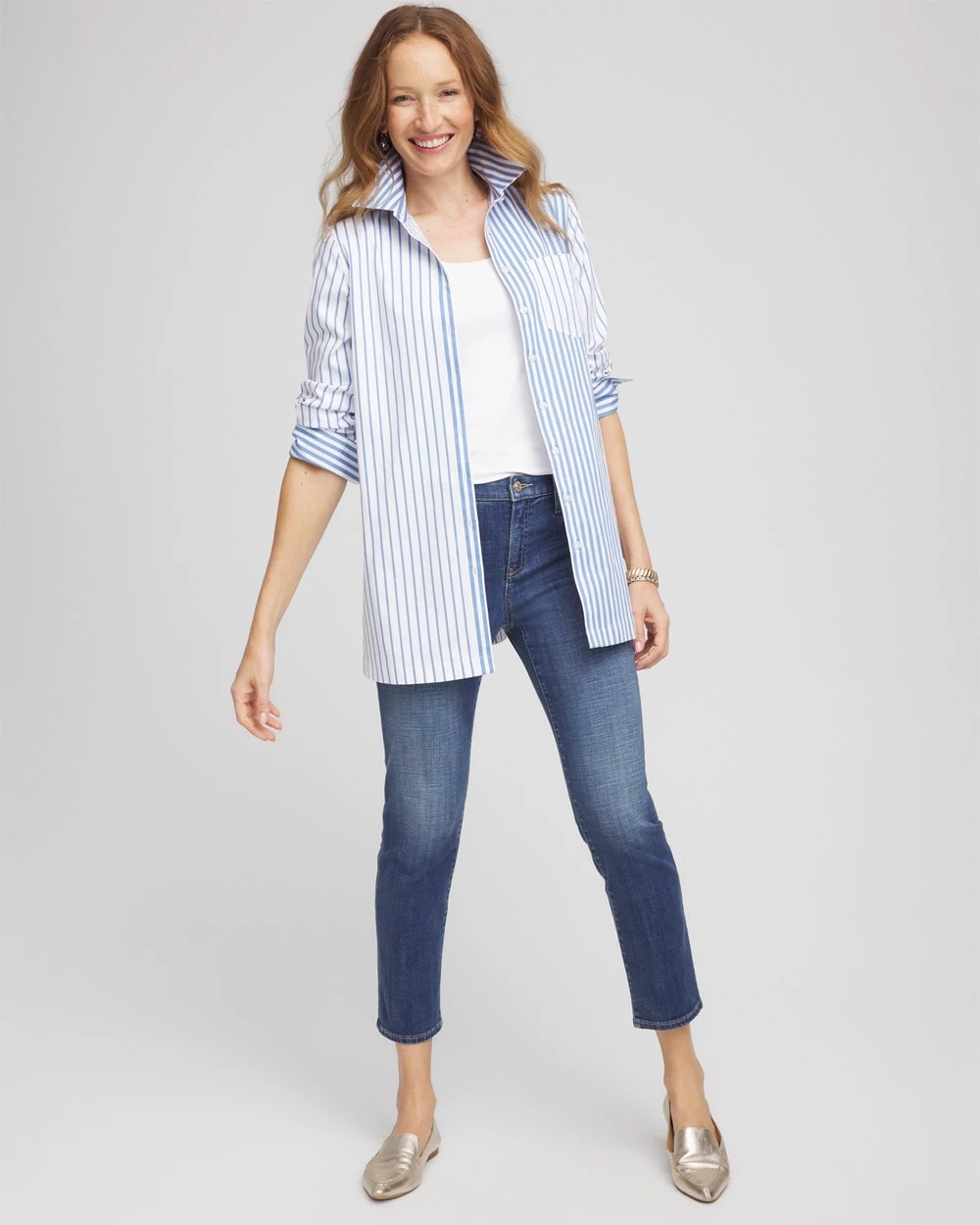 Chico's Collections No Iron™ Stripe Mix Tunic