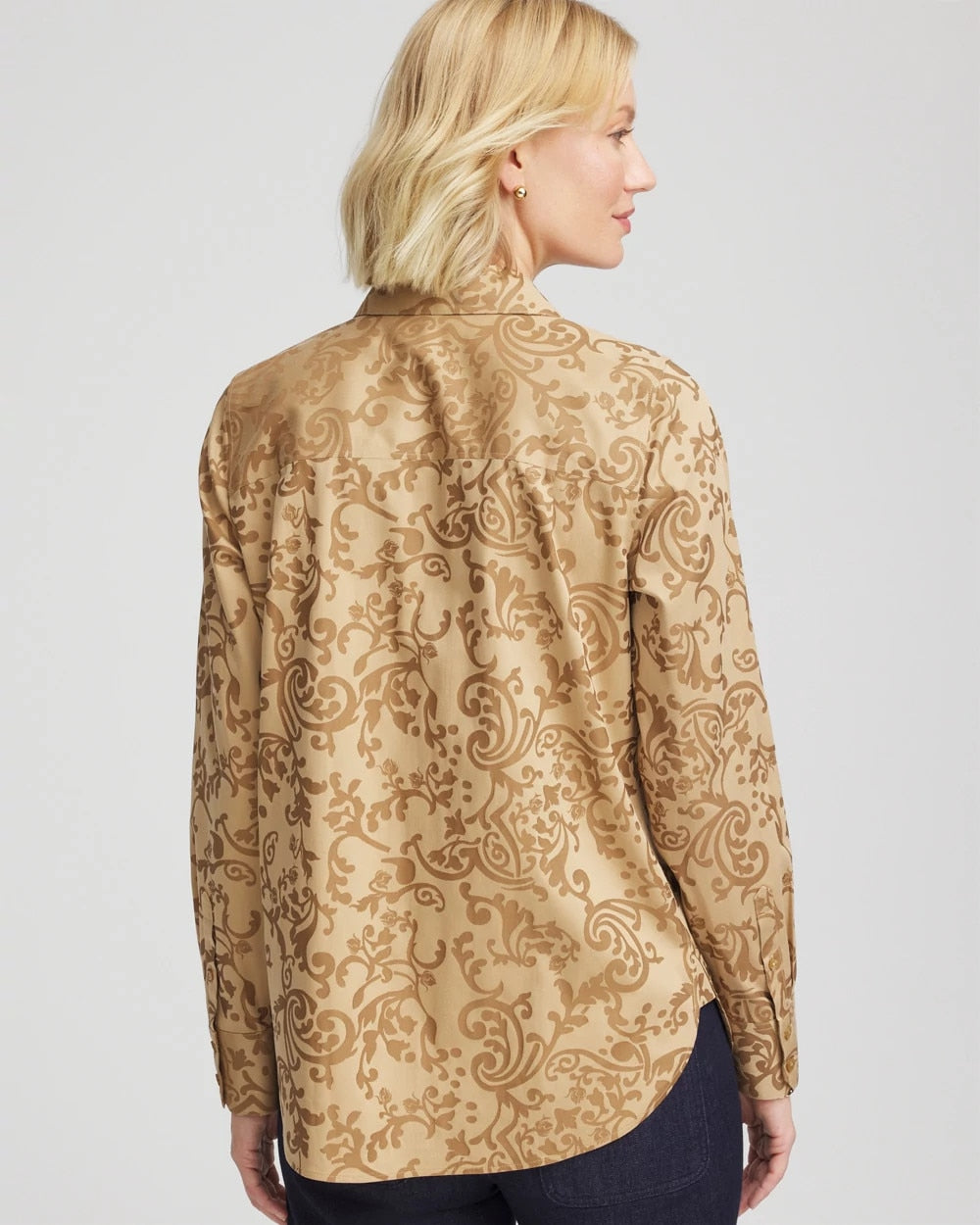 Chico's Collections No Iron™ Jacquard Scrolls  Shirt