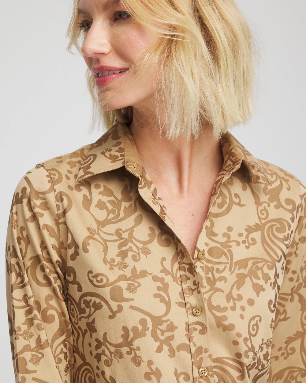 Chico's Collections No Iron™ Jacquard Scrolls  Shirt