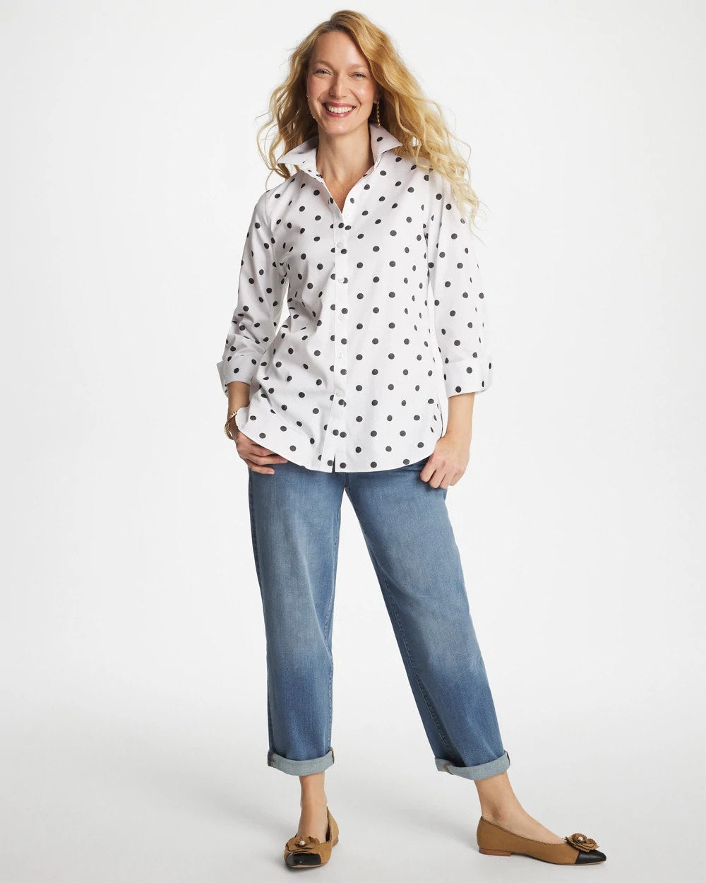 Chico's Collections No Iron™ Stretch Perfect Dots Shirt
