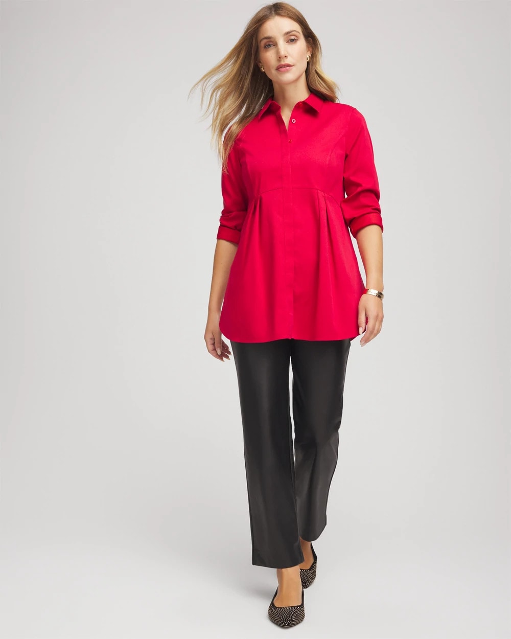 Chico's Collections No Iron™ Peplum Pleated Shirt