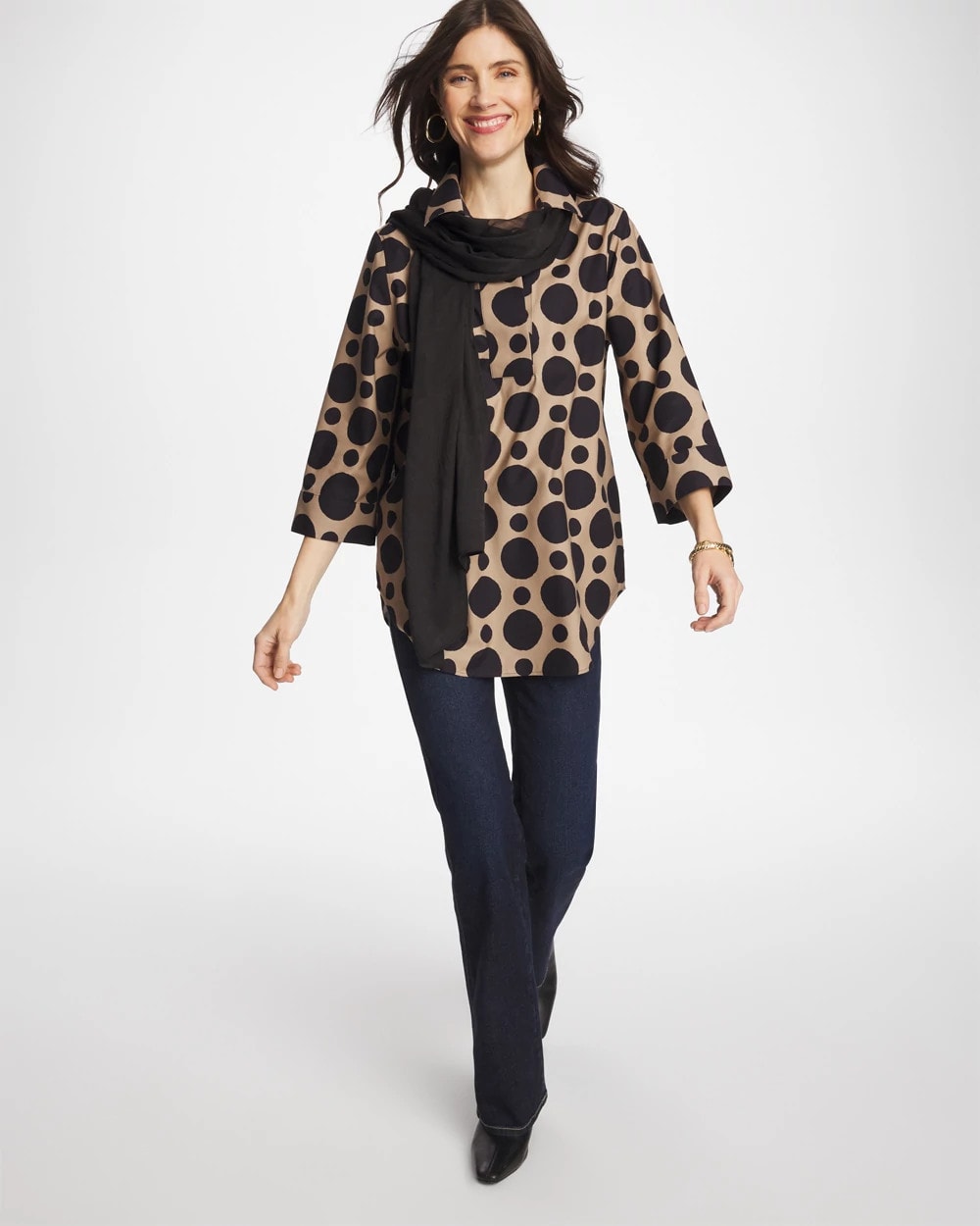 Chico's Collections No Iron™ Stretch Global Dots Popover Tunic