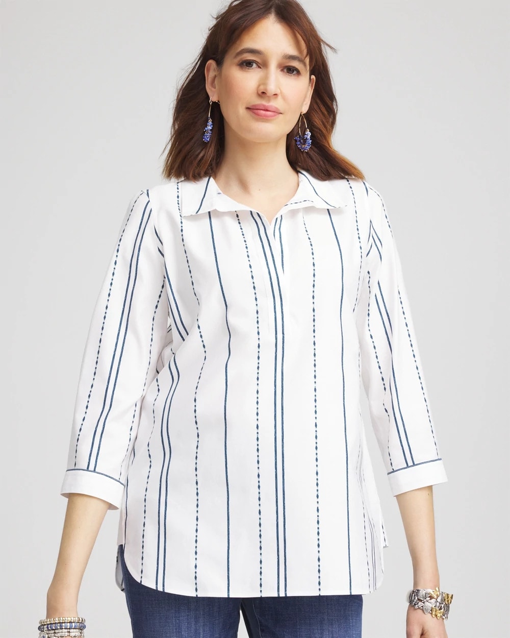 Chico's Collections No Iron™ Striped Buttonback Stretch Tunic