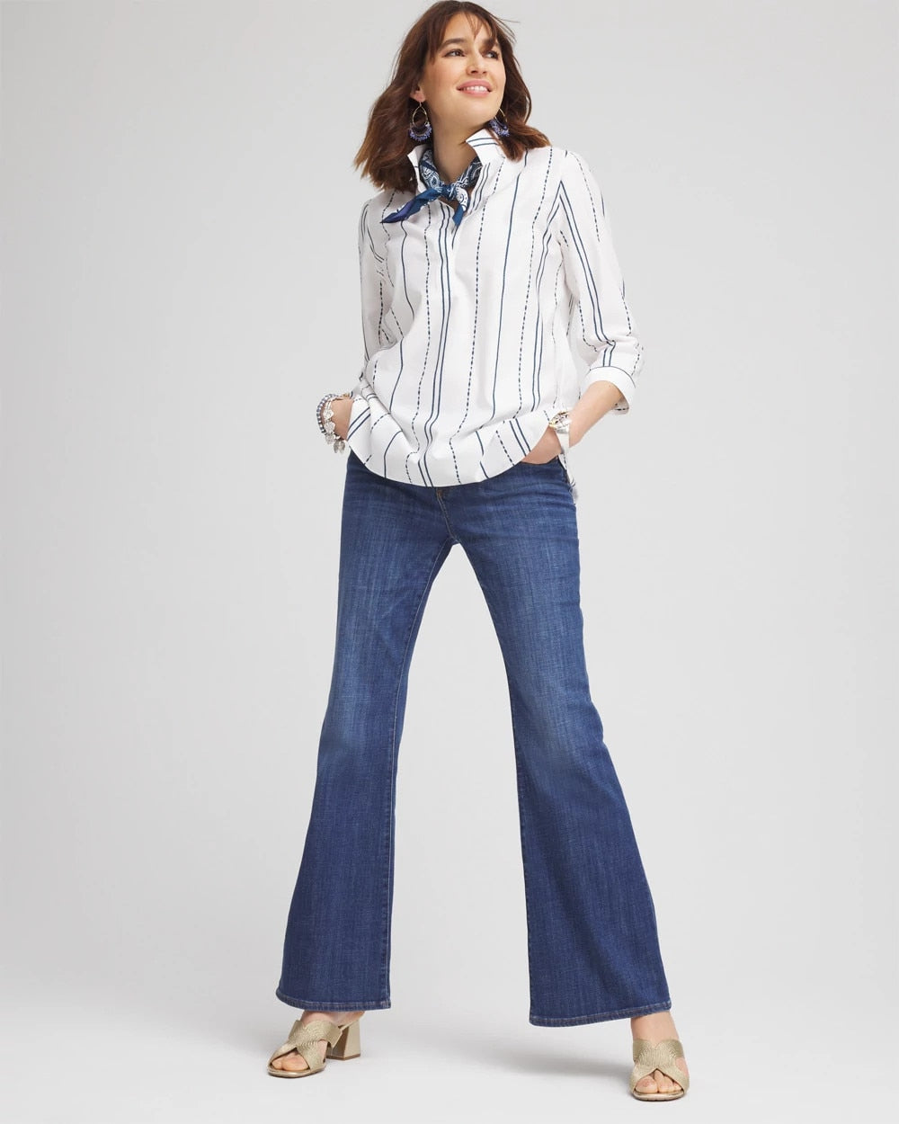 Chico's Collections No Iron™ Striped Buttonback Stretch Tunic