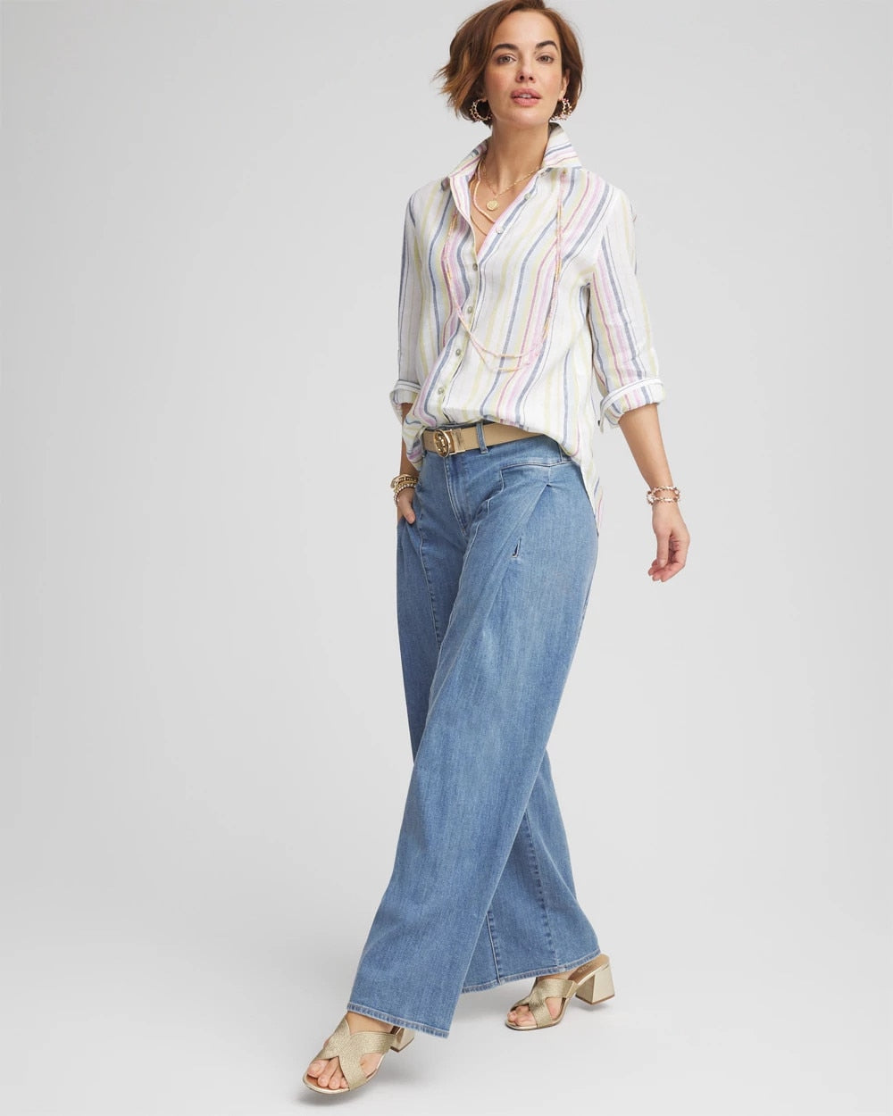 Chico's Collections No Iron™ Multi Stripe Linen Shirt