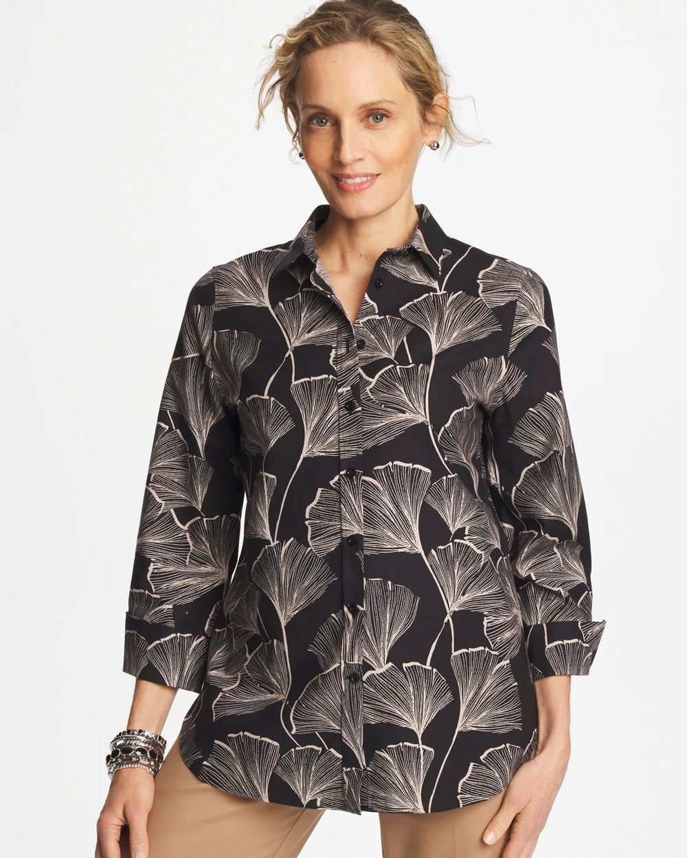 Chico's Collections No Iron™ Stretch Ginkgo Glory Shirt