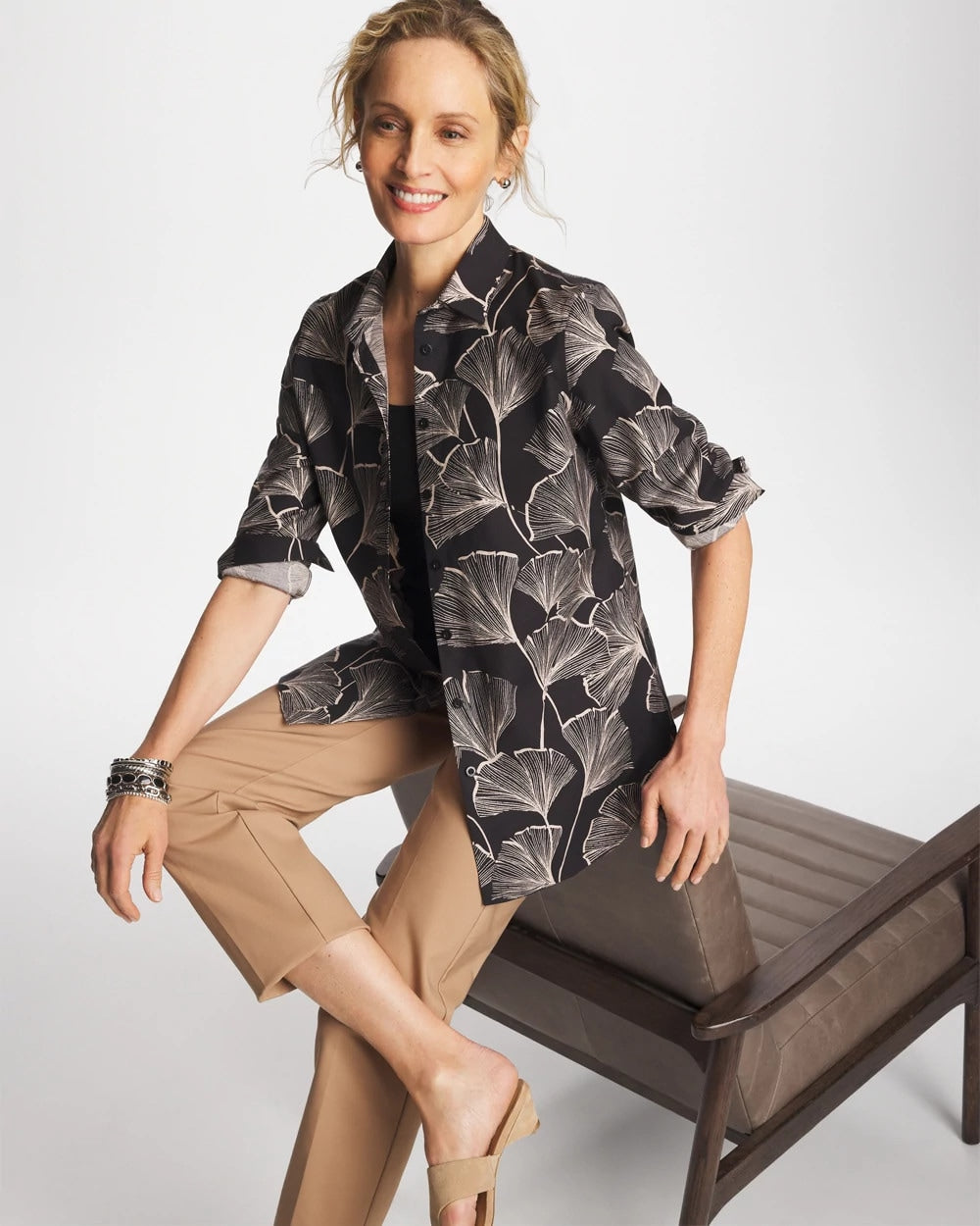 Chico's Collections No Iron™ Stretch Ginkgo Glory Shirt