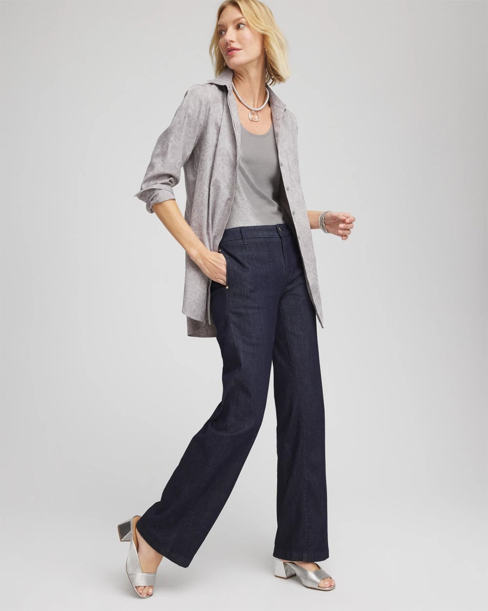 Chico's Collections No Iron™ Lace Jacquard Stretch Tunic