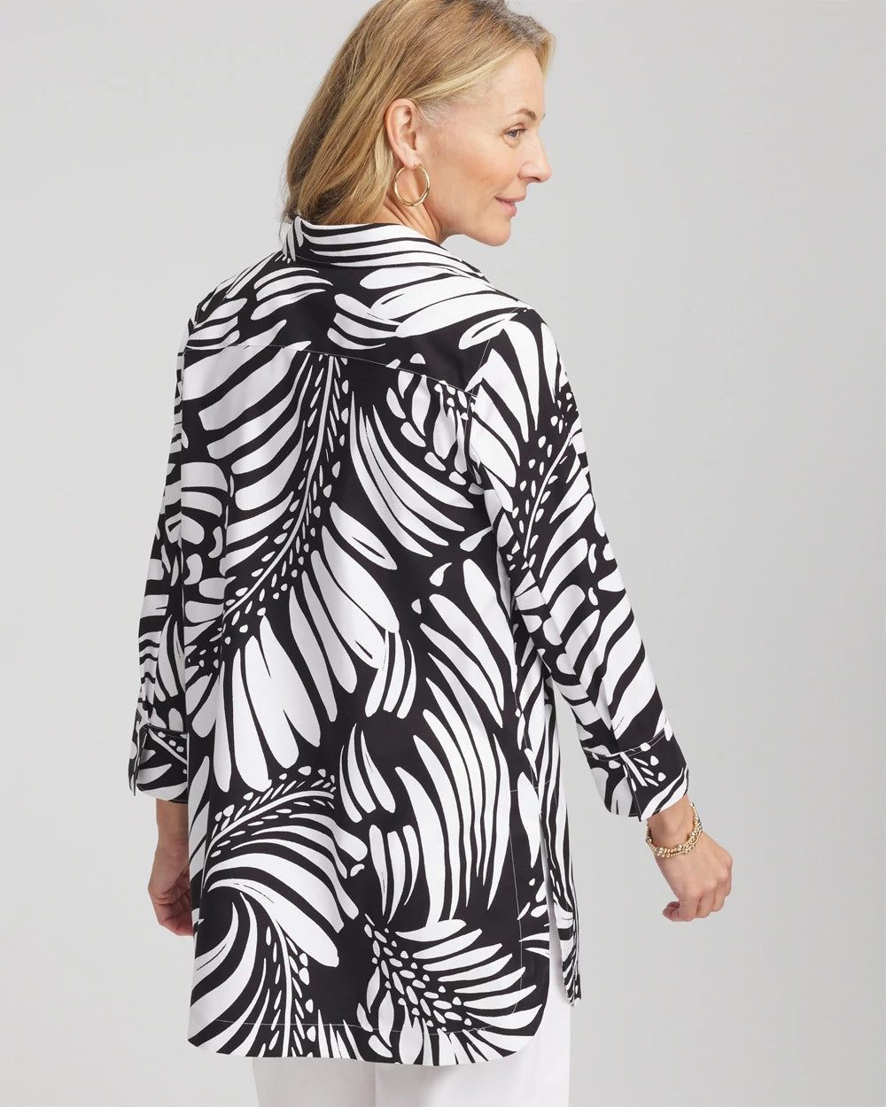 Chico's Collections No Iron™ Printed Palms Button Down Tunic