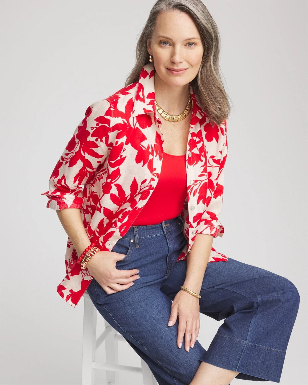 Chico's Collections No Iron™ Floral Linen Shirt