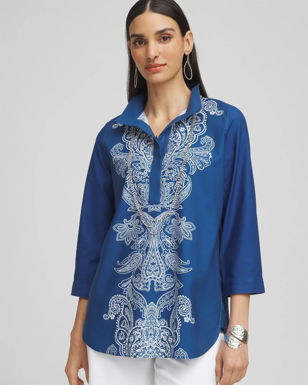 Chico's Collections No Iron™ Paisley Buttonback Tunic