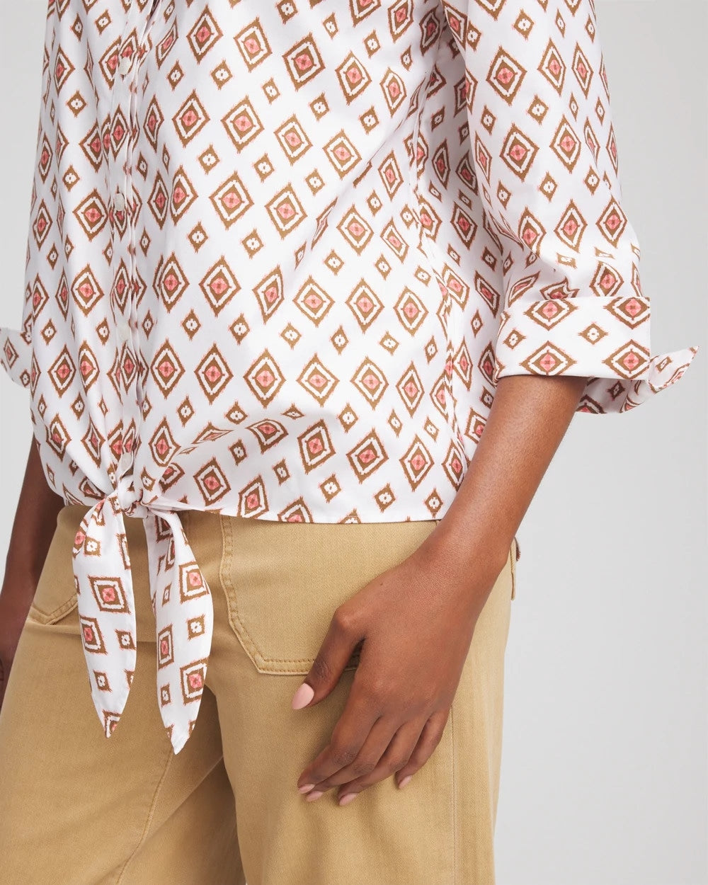 Chico's Collections No Iron™ Tie-Front Geo-Print Shirt