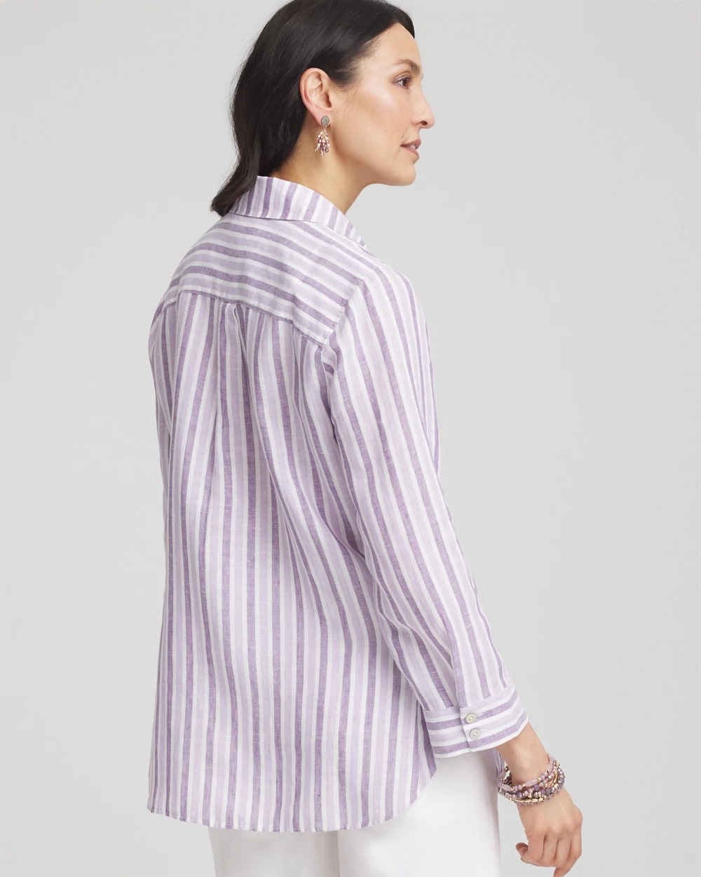 Chico's Collections No Iron™ Plum Striped Linen Shirt