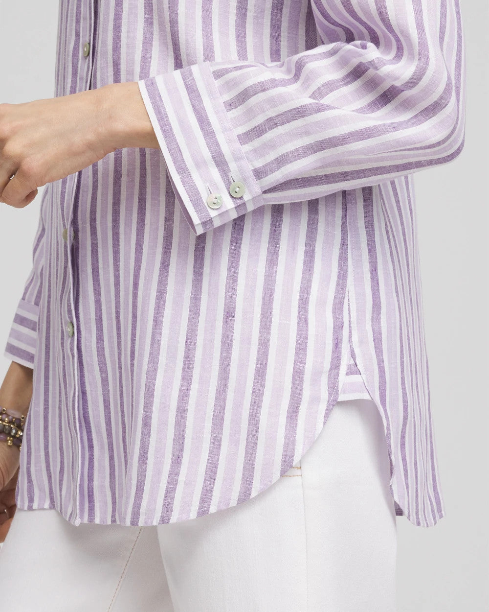 Chico's Collections No Iron™ Plum Striped Linen Shirt