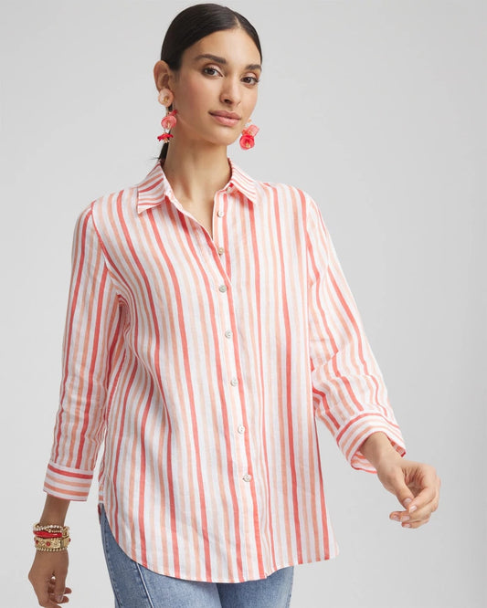 Chico's Collections No Iron™ Striped Linen Shirt