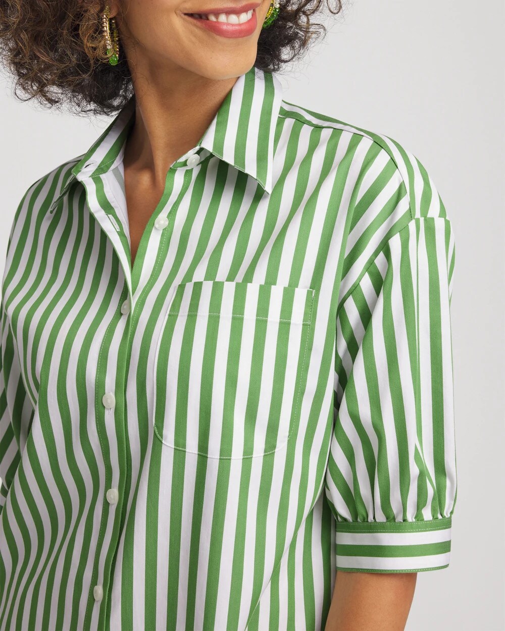 Chico's Collections No Iron™ Short Striped Shirt