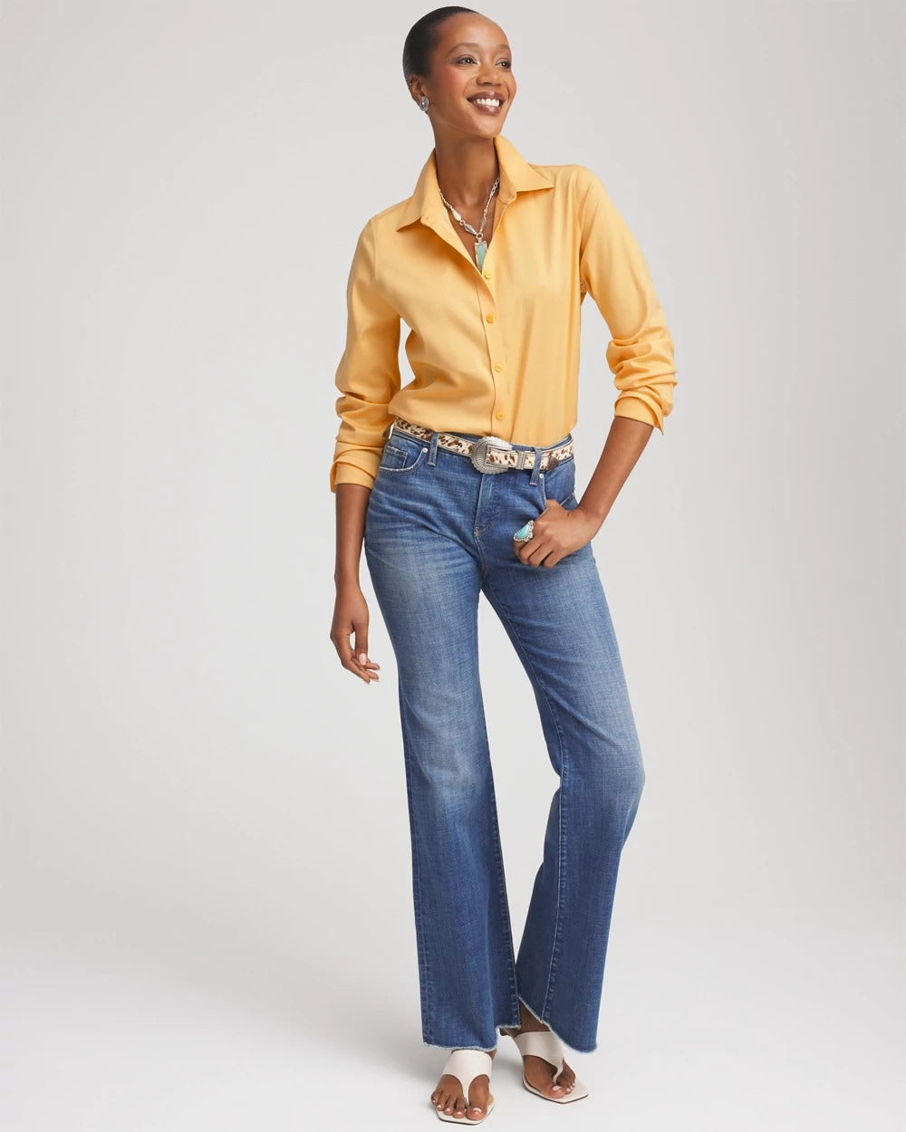 Chico's Collections No Iron™ Stretch-Sateen Shirt