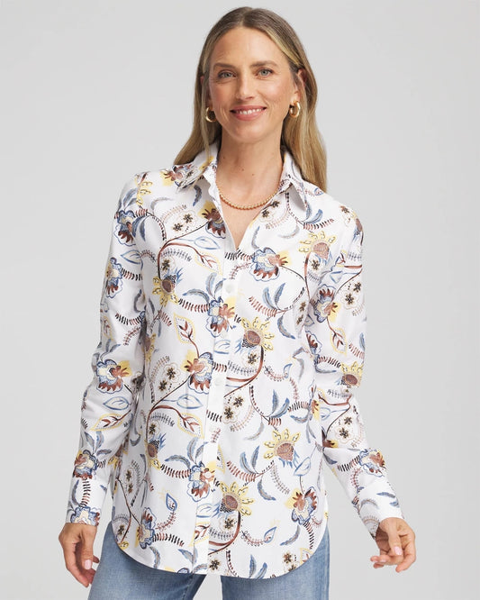 Chico's Collections No Iron™ Long-Sleeved Floral Shirt
