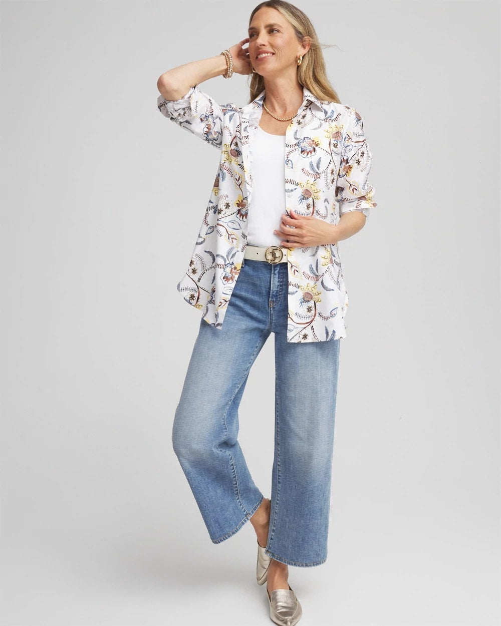 Chico's Collections No Iron™ Long-Sleeved Floral Shirt